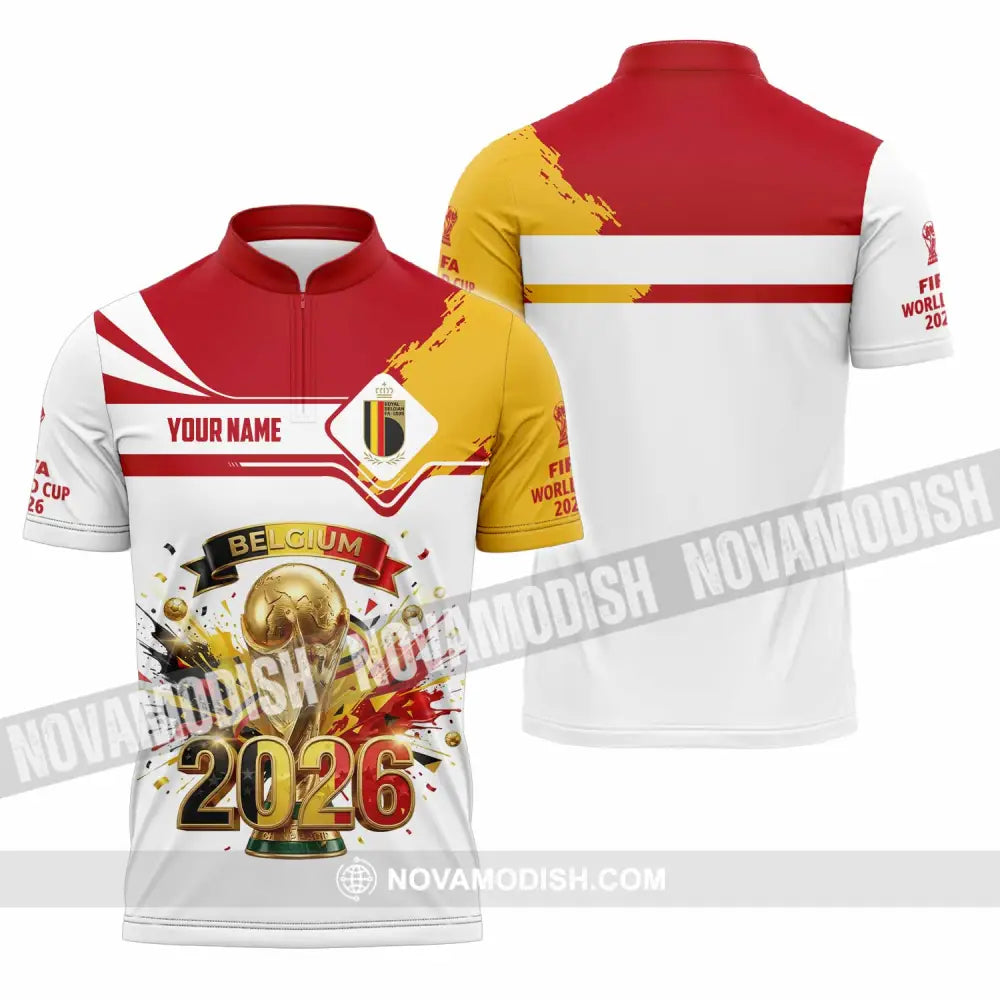 Unisex Shirt - Custom Belgium World Cup 2026 3D Shirt - Zipper Polo Shirt / S - T-shirt