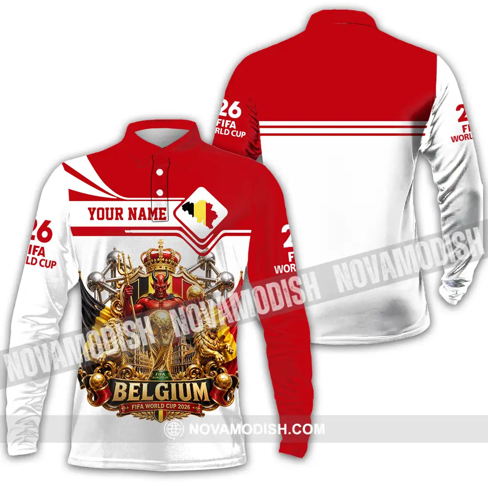Unisex Shirt - Custom Belgium World Cup 2026 Shirt - Long Sleeve Polo / S - T-shirt