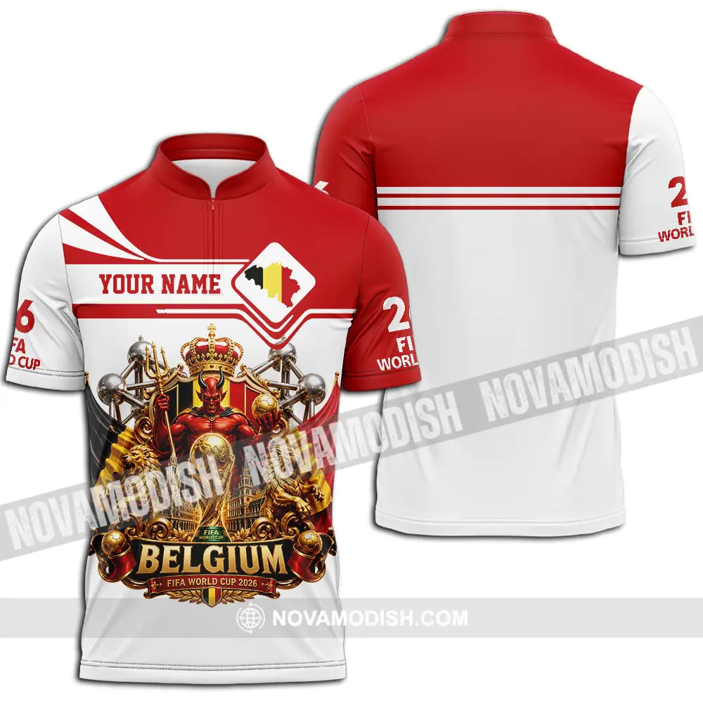 Unisex Shirt - Custom Belgium World Cup 2026 Shirt - Zipper Polo Shirt / S - T-shirt