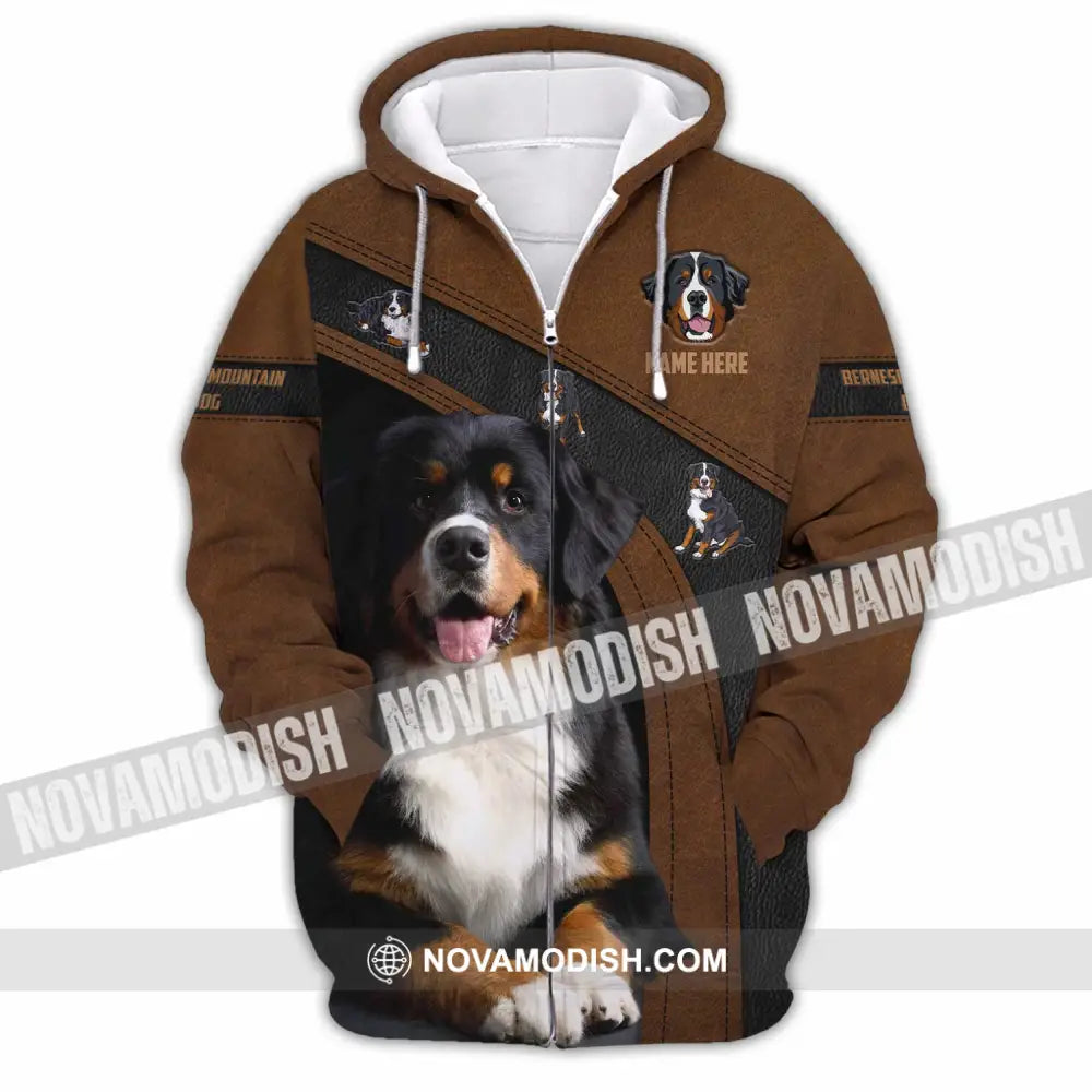 Unisex Shirt - Custom Bernese Mountain Dog Shirt Zipper Hoodie / S T-shirt