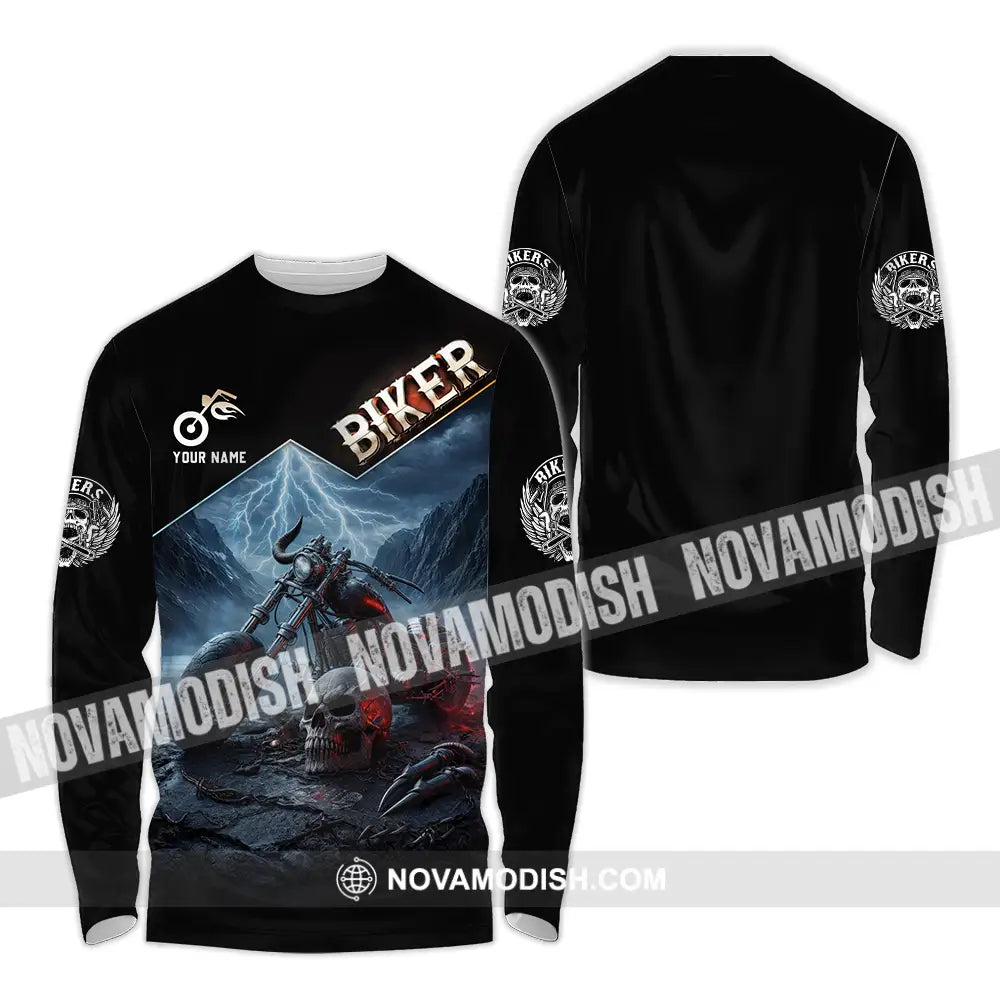 Unisex Shirt - Custom Biker 3D Shirt Long Sleeve Polo / S T-shirt