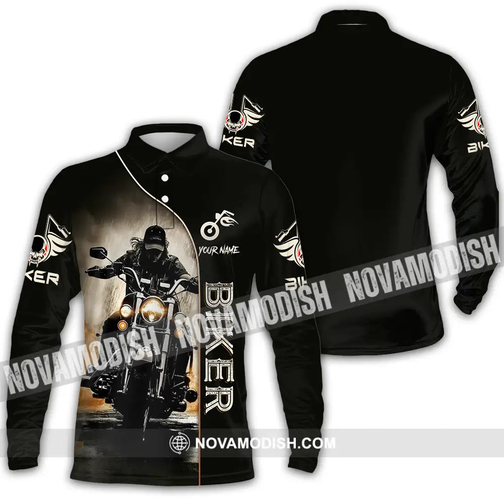 Unisex Shirt - Custom Biker 3D Shirt - Long Sleeve Polo / S - T-shirt
