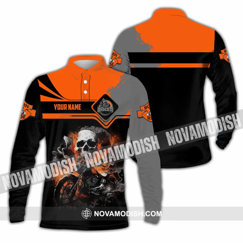 Unisex Shirt - Custom Biker 3D Shirt Long Sleeve Polo / S T-shirt