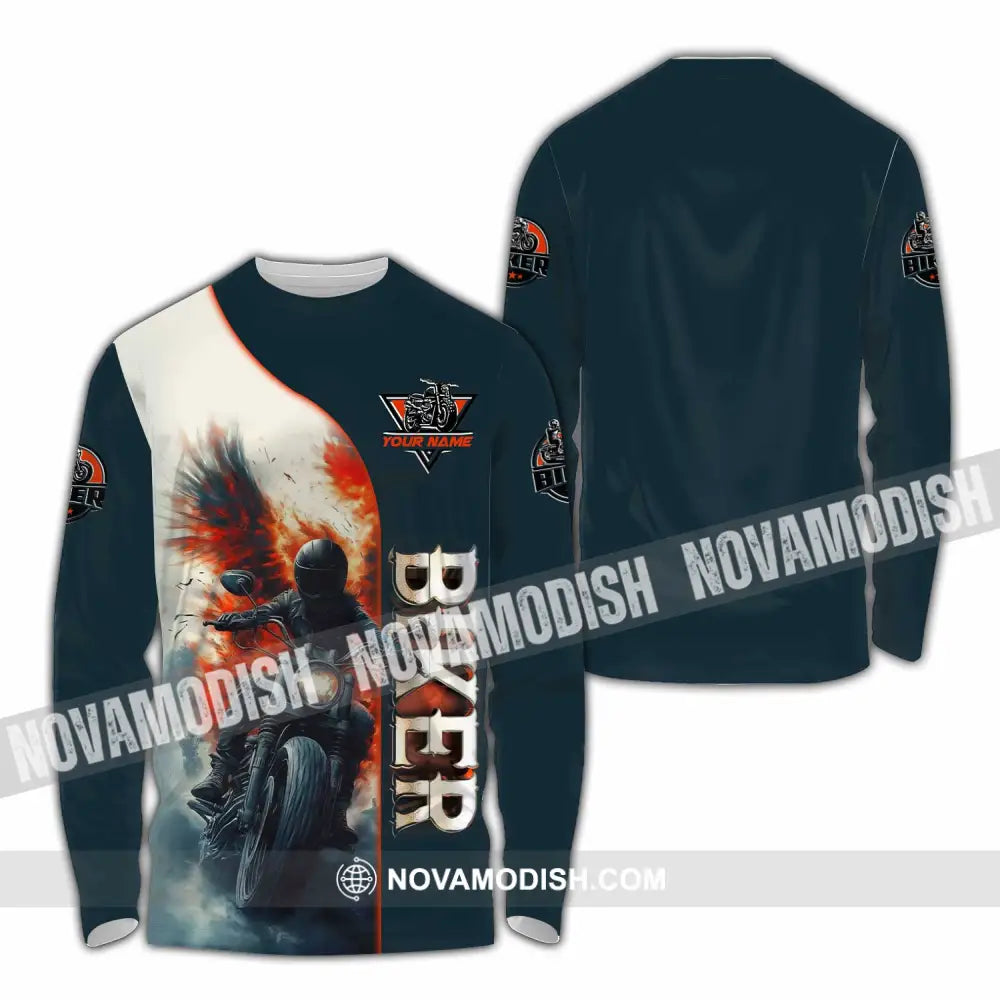 Unisex Shirt - Custom Biker 3D Shirt Long Sleeve Shirt / S T-shirt