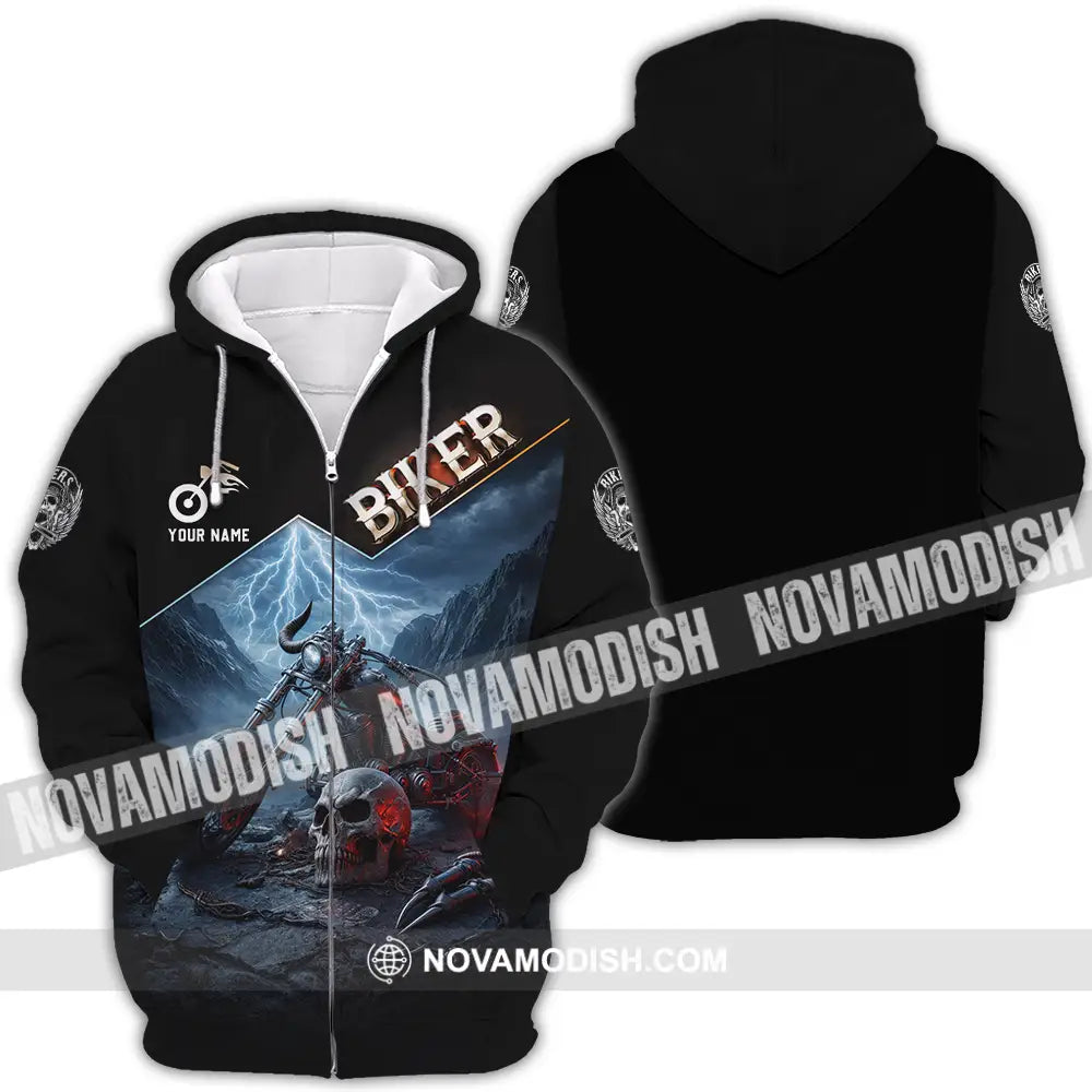 Unisex Shirt - Custom Biker 3D Shirt Zipper Hoodie / S T-shirt