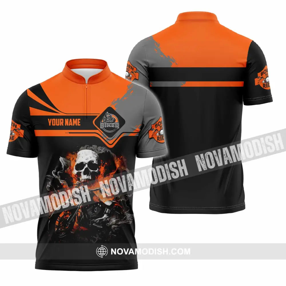Unisex Shirt - Custom Biker 3D Shirt Zipper Polo Shirt / S T-shirt