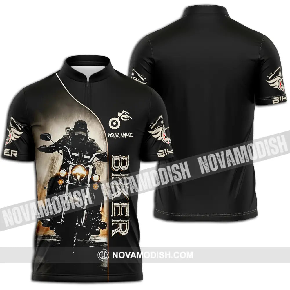 Unisex Shirt - Custom Biker 3D Shirt - Zipper Polo Shirt / S - T-shirt