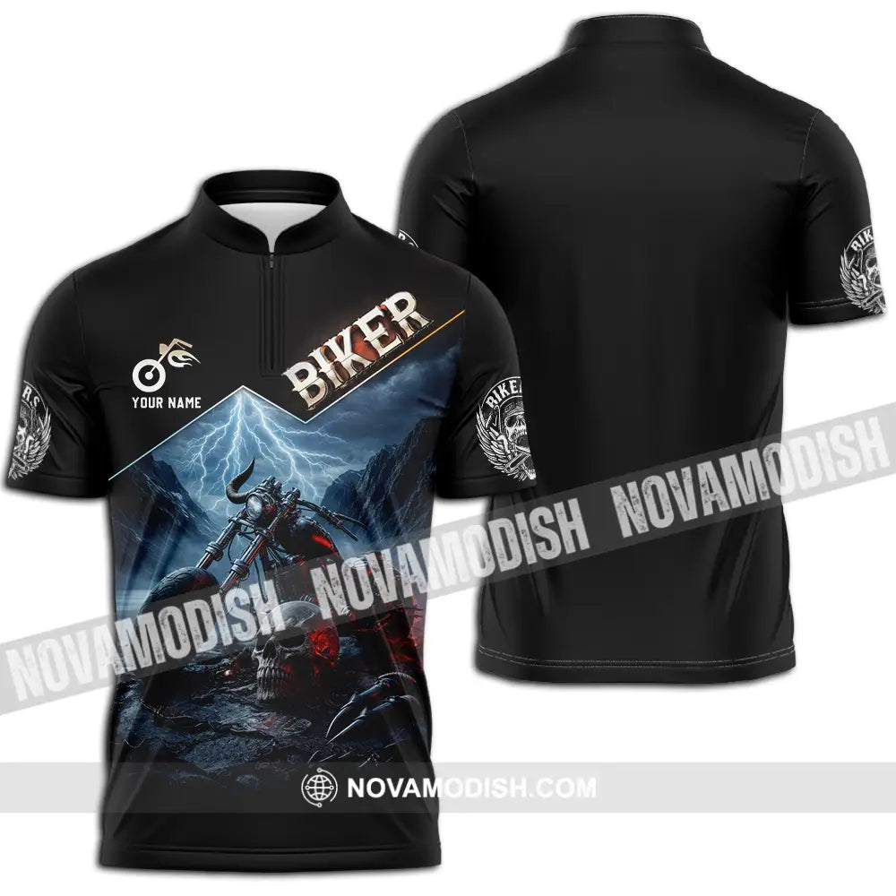 Unisex Shirt - Custom Biker 3D Shirt Zipper Polo Shirt / S T-shirt