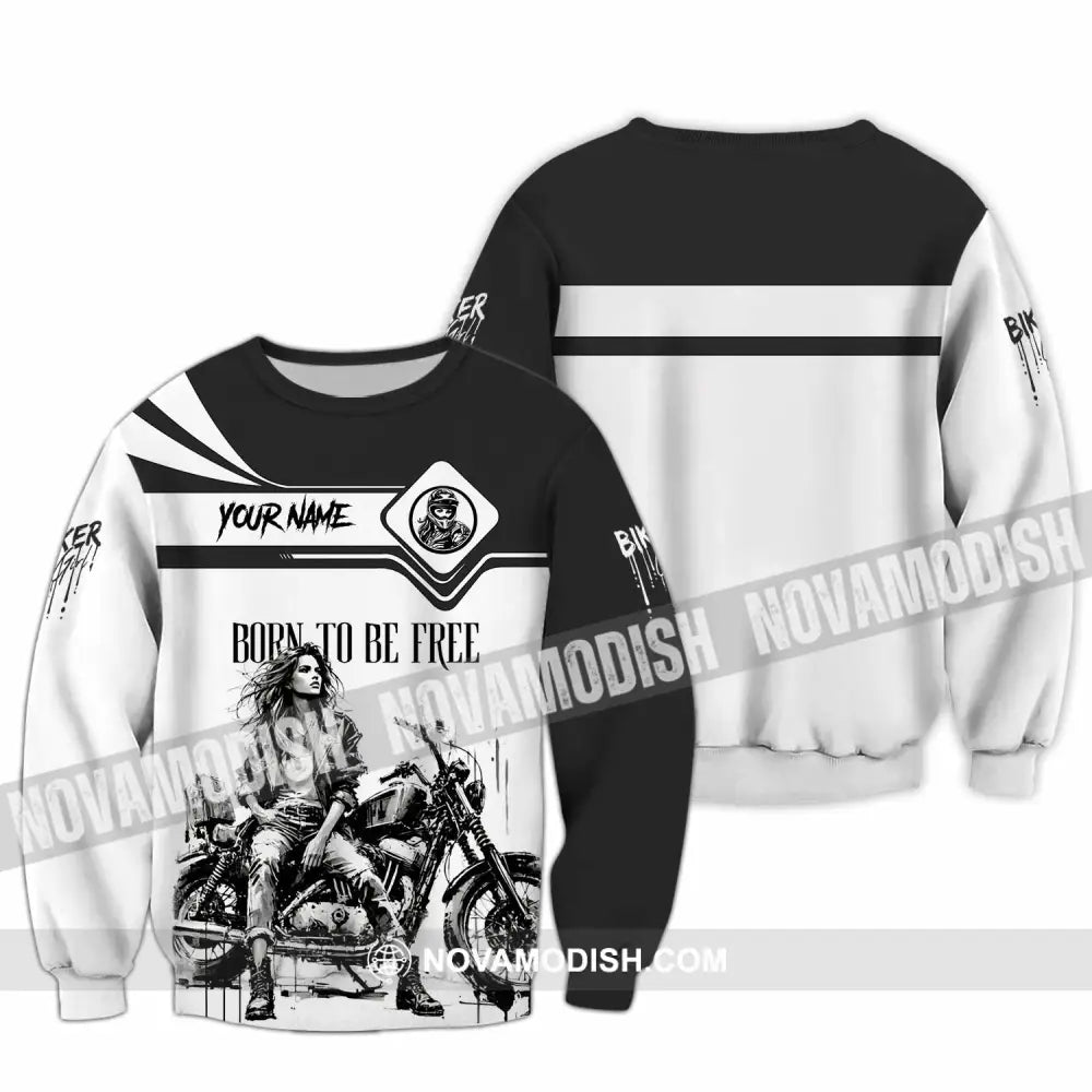 Unisex Shirt - Custom Biker Born To Be Free 3D Shirt - Long Sleeve / S - T-shirt