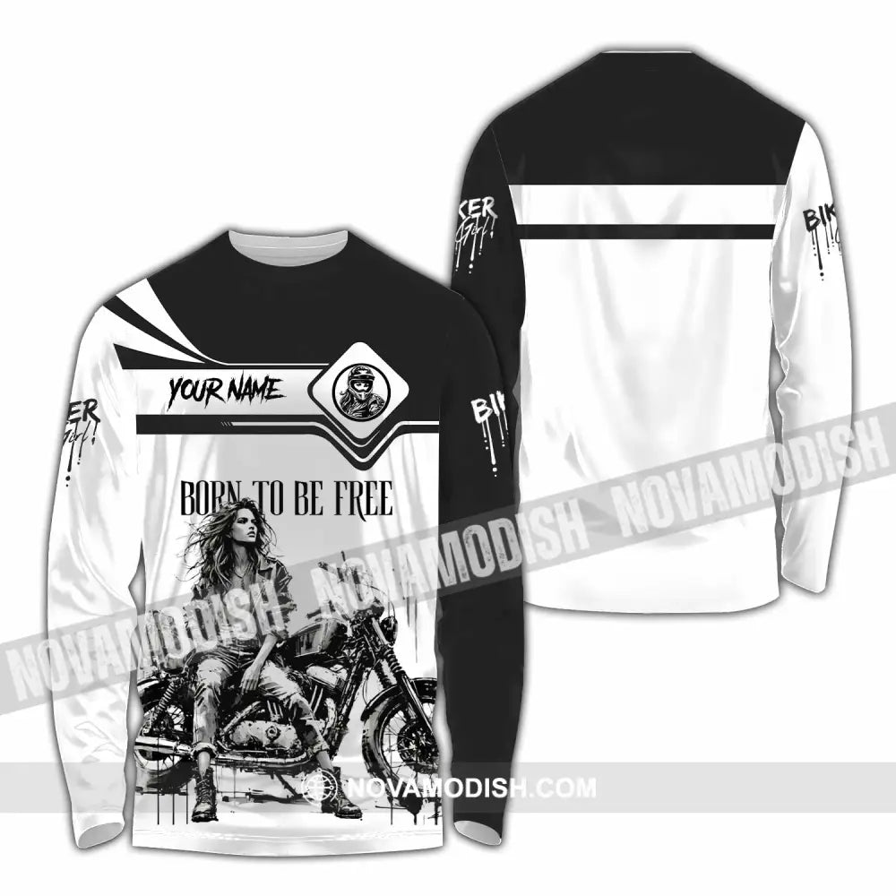 Unisex Shirt - Custom Biker Born To Be Free 3D Shirt - Long Sleeve Shirt / S - T-shirt