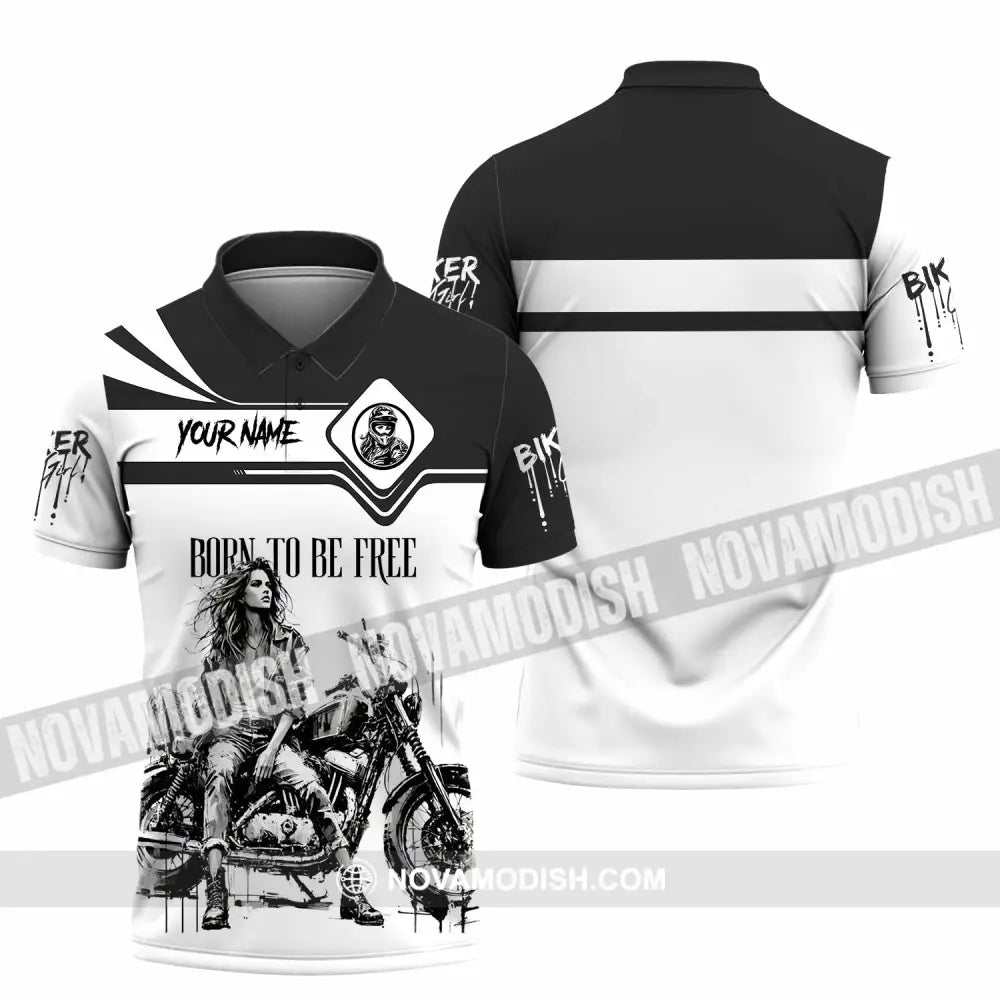Unisex Shirt - Custom Biker Born To Be Free 3D Shirt - Polo Shirt / S - T-shirt