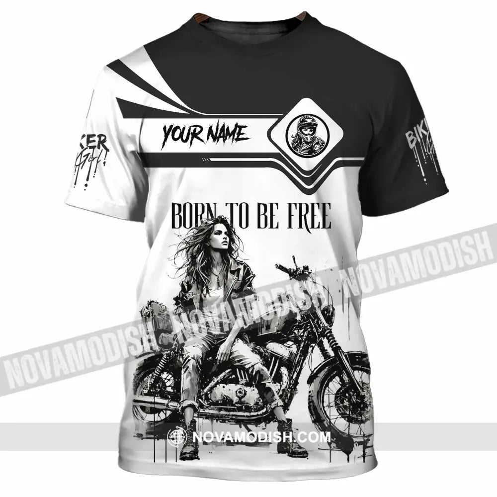 Unisex Shirt - Custom Biker Born To Be Free 3D Shirt - T-Shirt / S - T-shirt