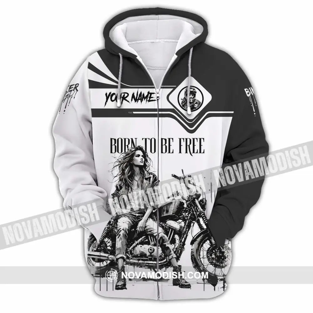 Unisex Shirt - Custom Biker Born To Be Free 3D Shirt - Zipper Hoodie / S - T-shirt