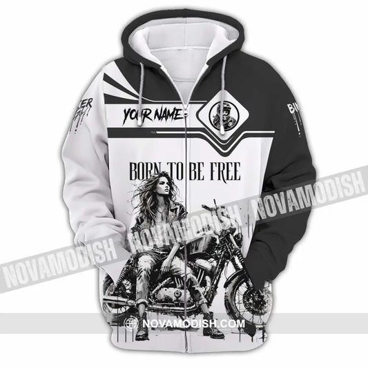 Unisex Shirt - Custom Biker Born To Be Free 3D Shirt - Zipper Hoodie / S - T-shirt