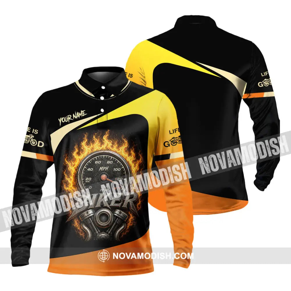 Unisex Shirt - Custom Biker Shirt - Long Sleeve Polo / S - T-shirt