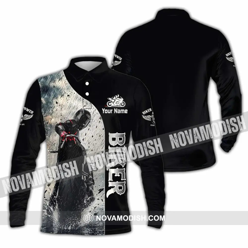 Unisex Shirt - Custom Biker Shirt - Long Sleeve Polo / S - T-shirt