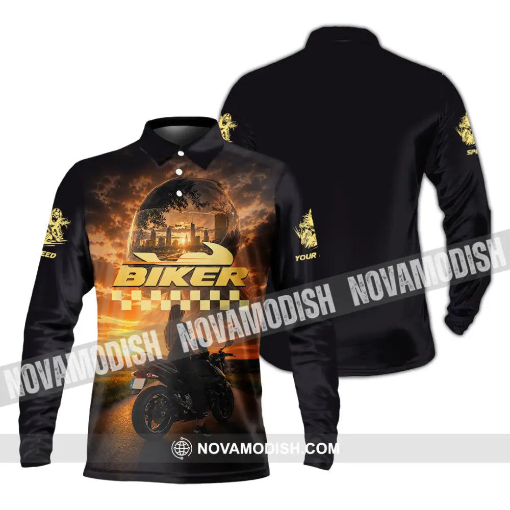 Unisex Shirt - Custom Biker Shirt - Long Sleeve Polo / S - T-shirt