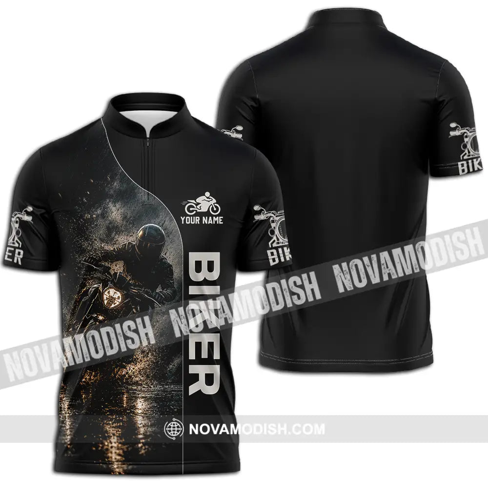 Unisex Shirt - Custom Biker Shirt - Zipper Polo Shirt / S - T-shirt
