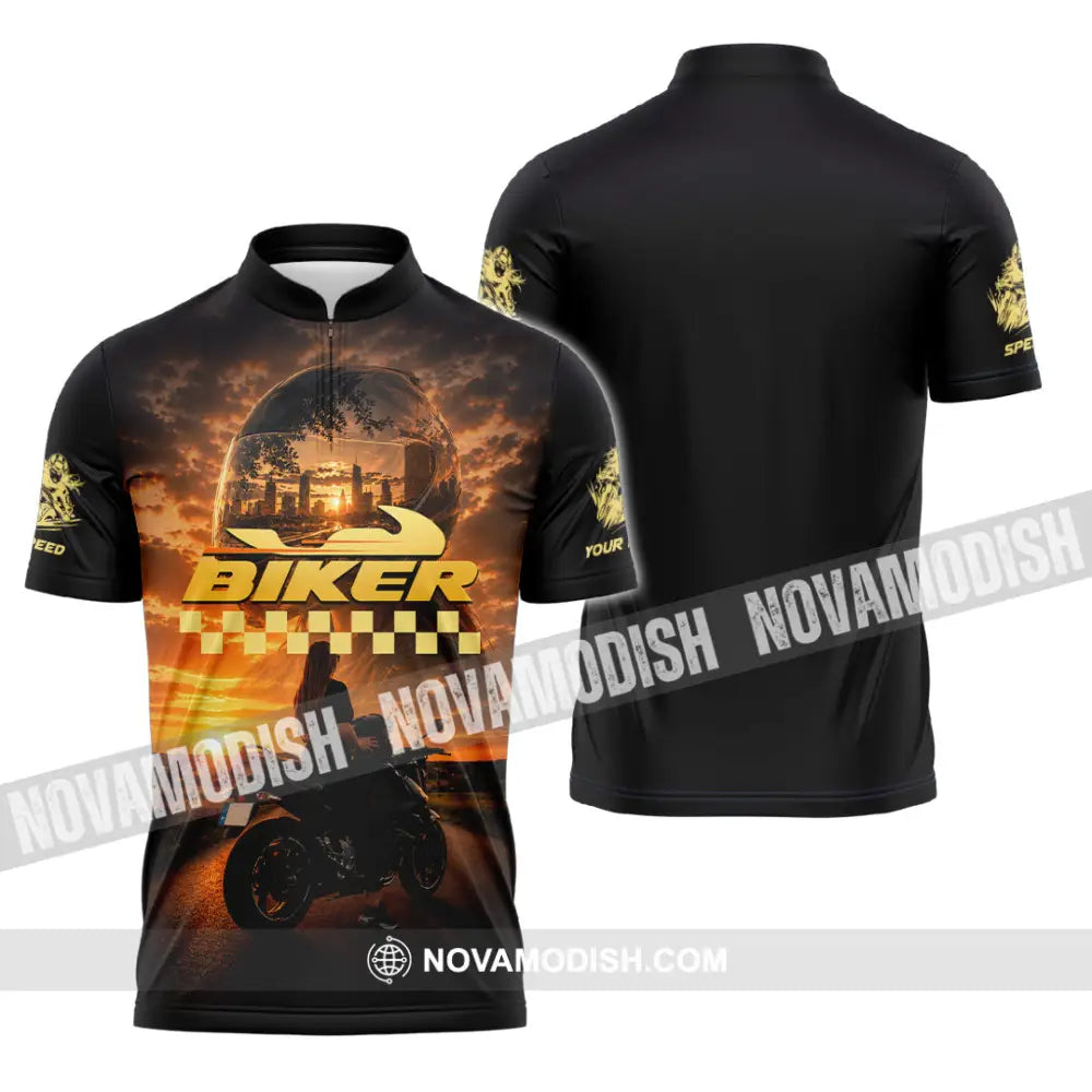 Unisex Shirt - Custom Biker Shirt - Zipper Polo Shirt / S - T-shirt