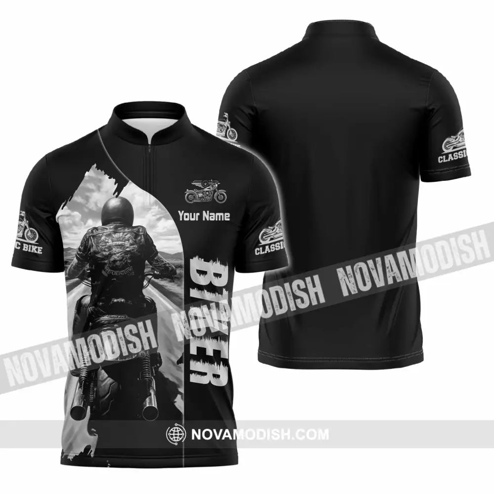 Unisex Shirt - Custom Biker Shirt - Zipper Polo Shirt / S - T-shirt