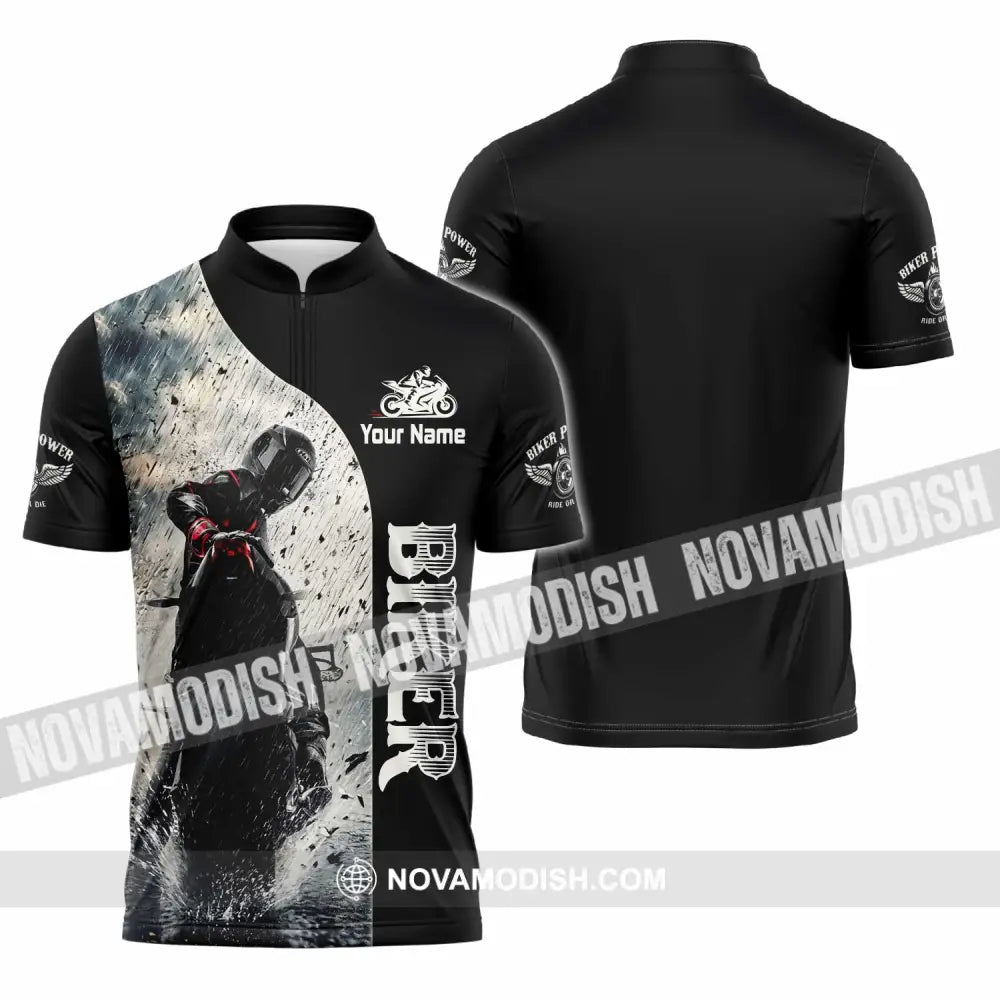 Unisex Shirt - Custom Biker Shirt - Zipper Polo Shirt / S - T-shirt