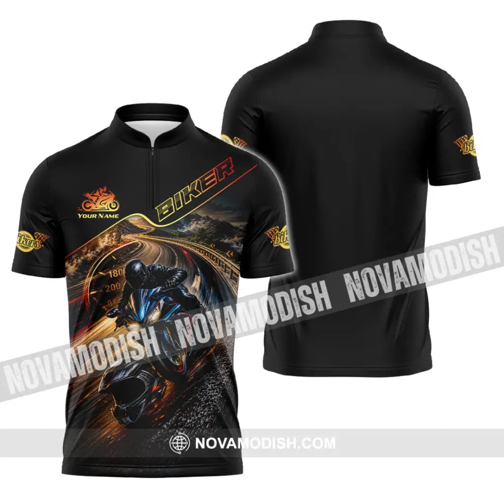Unisex Shirt - Custom Biker Shirt - Zipper Polo Shirt / S - T-shirt