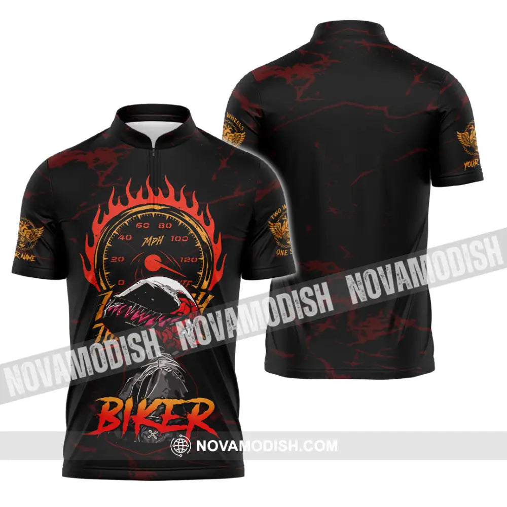Unisex Shirt - Custom Biker Shirt - Zipper Polo Shirt / S - T-shirt