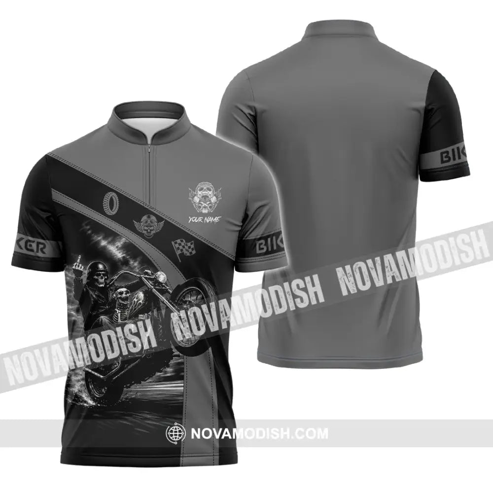 Unisex Shirt - Custom Biker Shirt - Zipper Polo Shirt / S - T-shirt