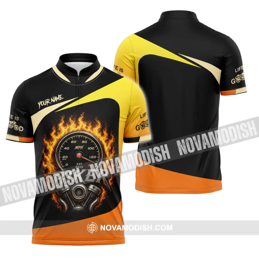 Unisex Shirt - Custom Biker Shirt - Zipper Polo Shirt / S - T-shirt