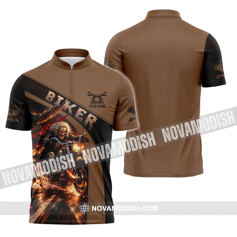 Unisex Shirt - Custom Biker Shirt - Zipper Polo Shirt / S - T-shirt
