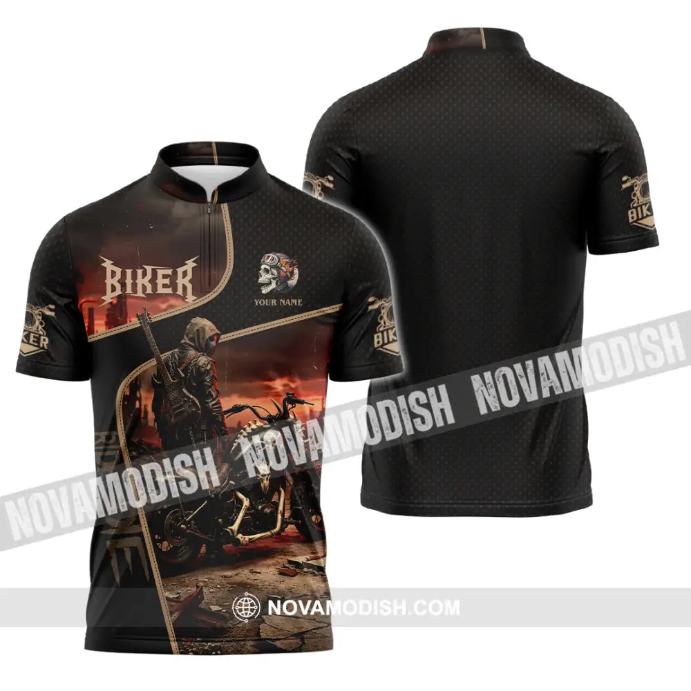 Unisex Shirt - Custom Biker Shirt - Zipper Polo Shirt / S - T-shirt
