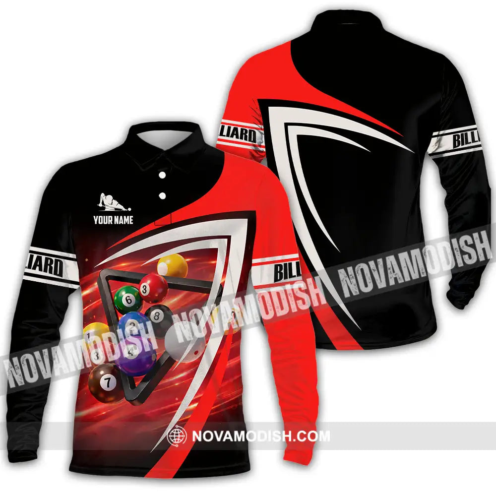 Unisex Shirt - Custom Billiard 3D Shirt Long Sleeve Polo / S T-shirt