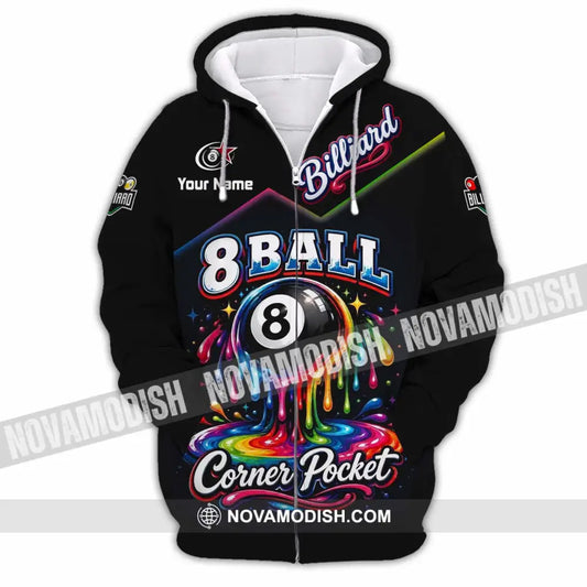 Unisex Shirt - Custom Billiard 8 Ball Shirt - Zipper Hoodie / S - T-shirt