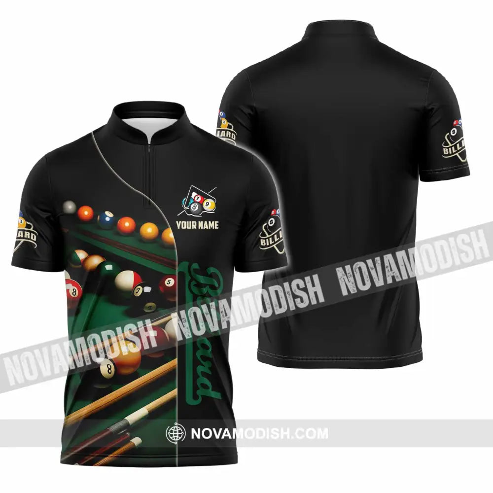 Unisex Shirt - Custom Billiard Lover Shirt Zipper Polo Shirt / S T-shirt
