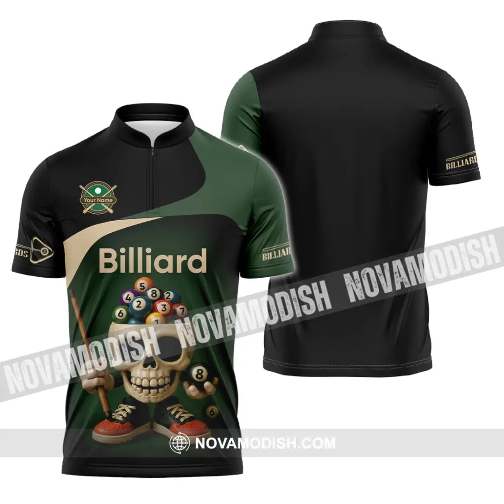 Unisex Shirt - Custom Billiard Shirt Zipper Polo Shirt / S T-shirt