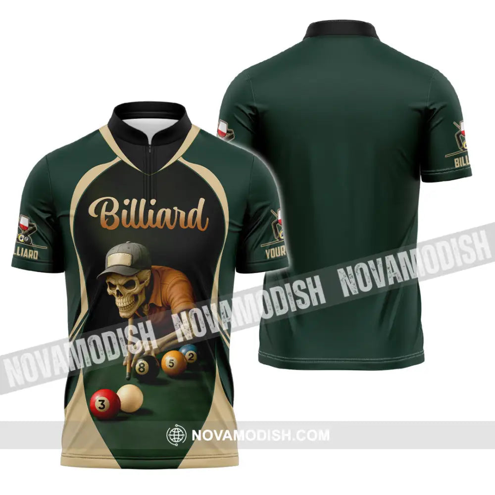 Unisex Shirt - Custom Billiard Shirt Zipper Polo Shirt / S T-shirt