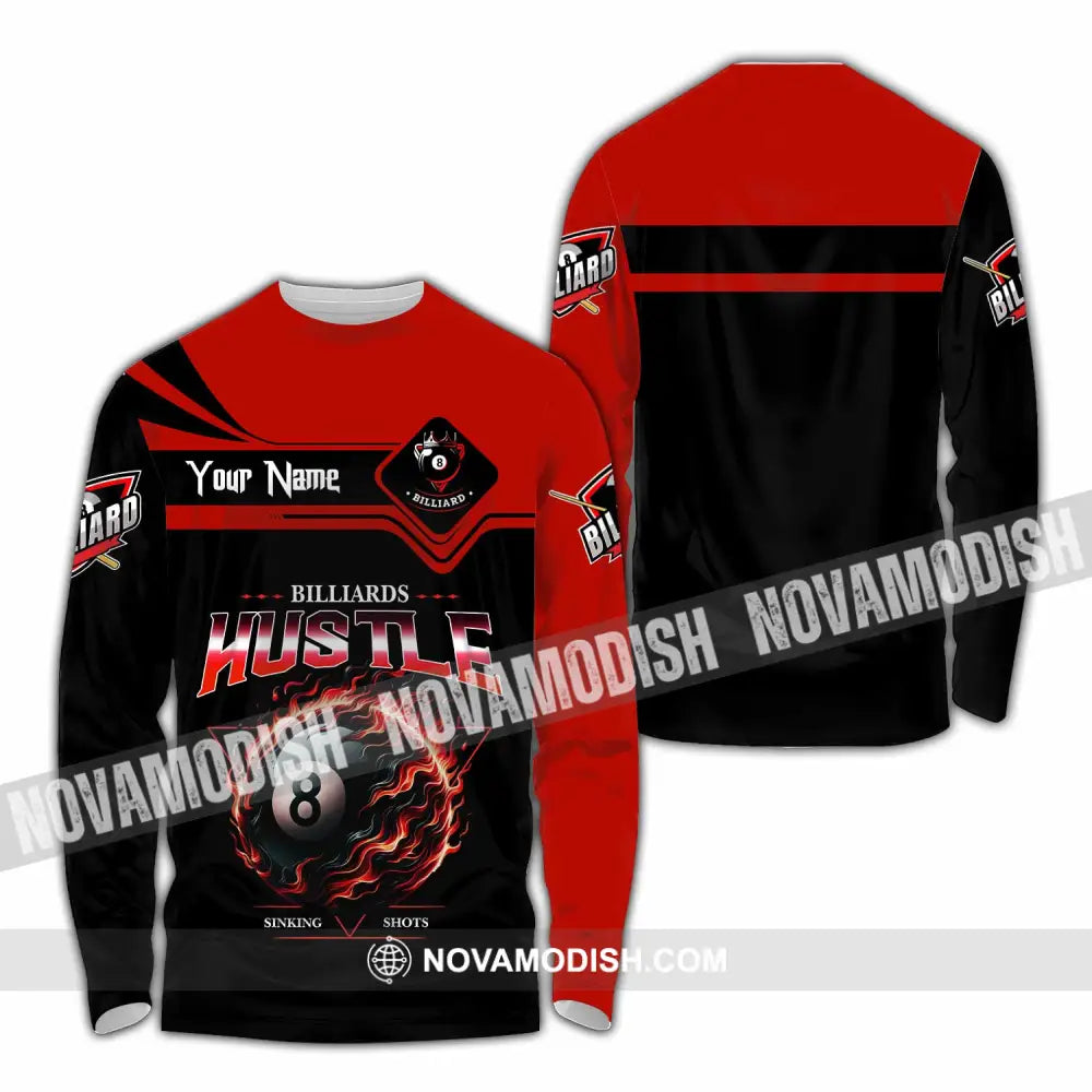 Unisex Shirt - Custom Billiards Hustle Sinking Shot Sport Shirt Long Sleeve Shirt / S T-shirt