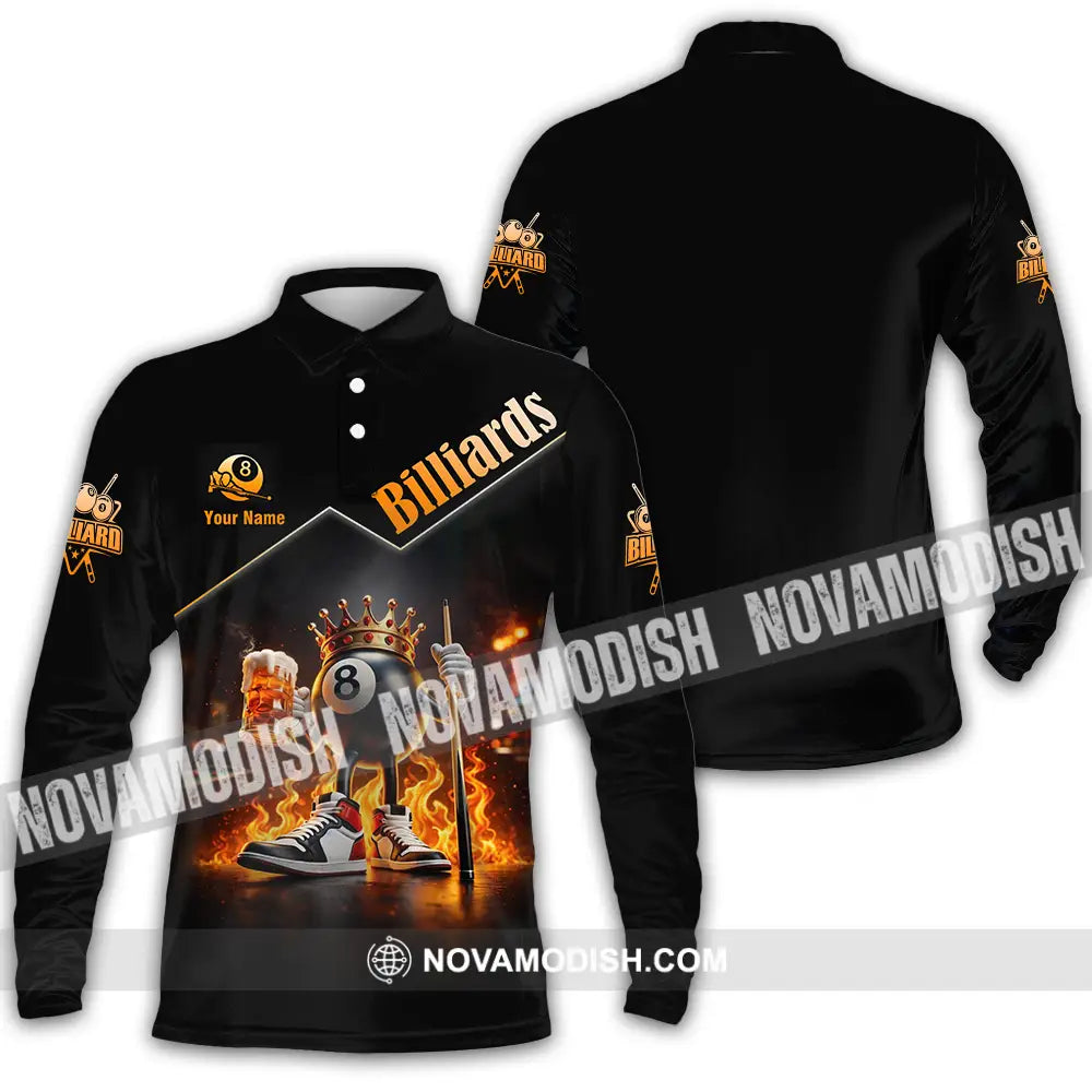 Unisex Shirt - Custom Billiards Lover 3D Shirt Long Sleeve Polo / S T-shirt