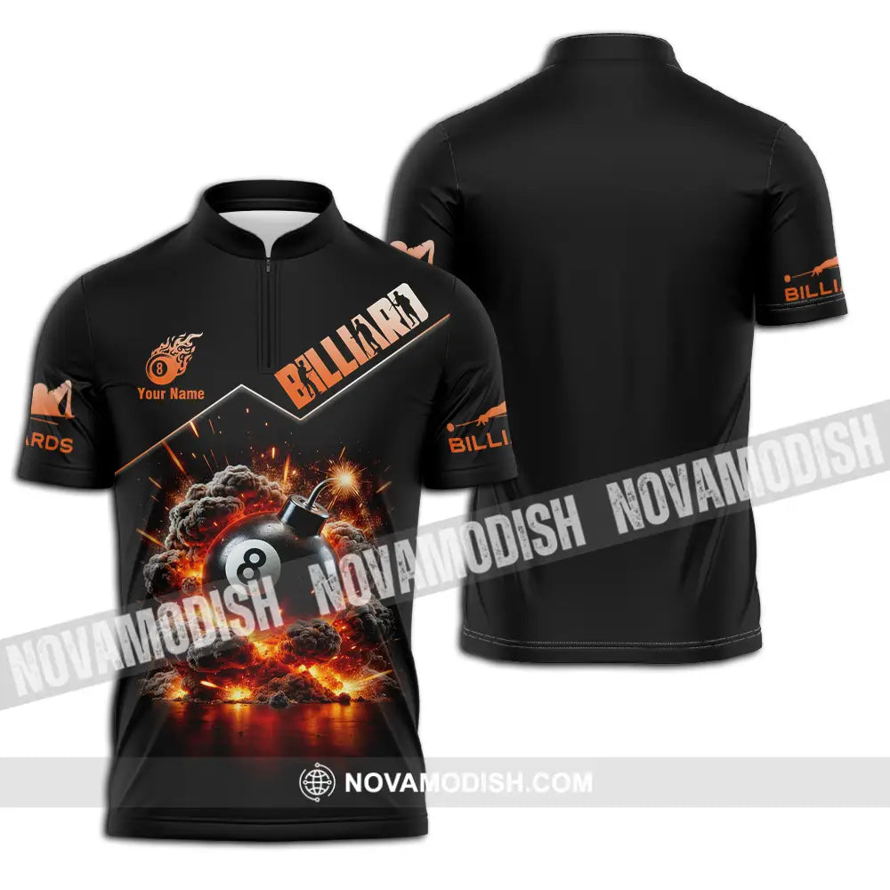 Unisex Shirt - Custom Billiards Lover 3D Shirt Zipper Polo Shirt / S T-shirt