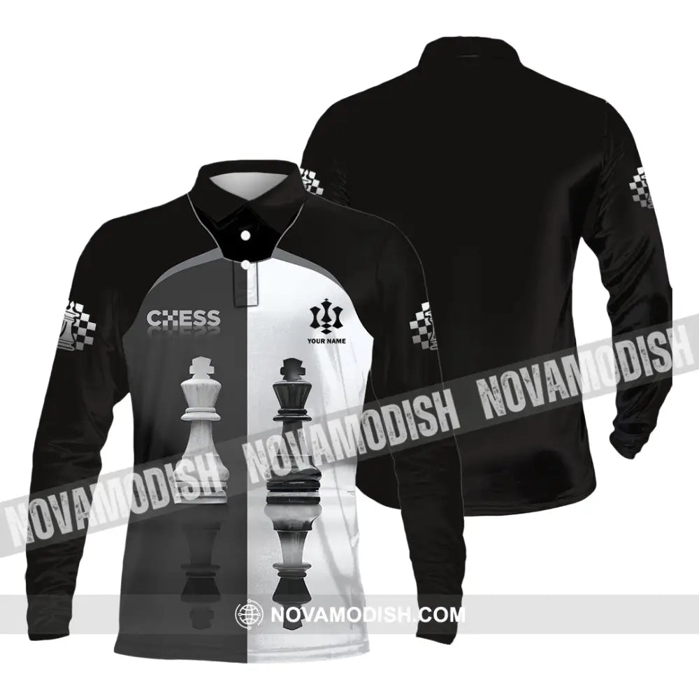 Unisex Shirt - Custom Black And White Chess Shirt For Couple Long Sleeve Polo / S T-shirt