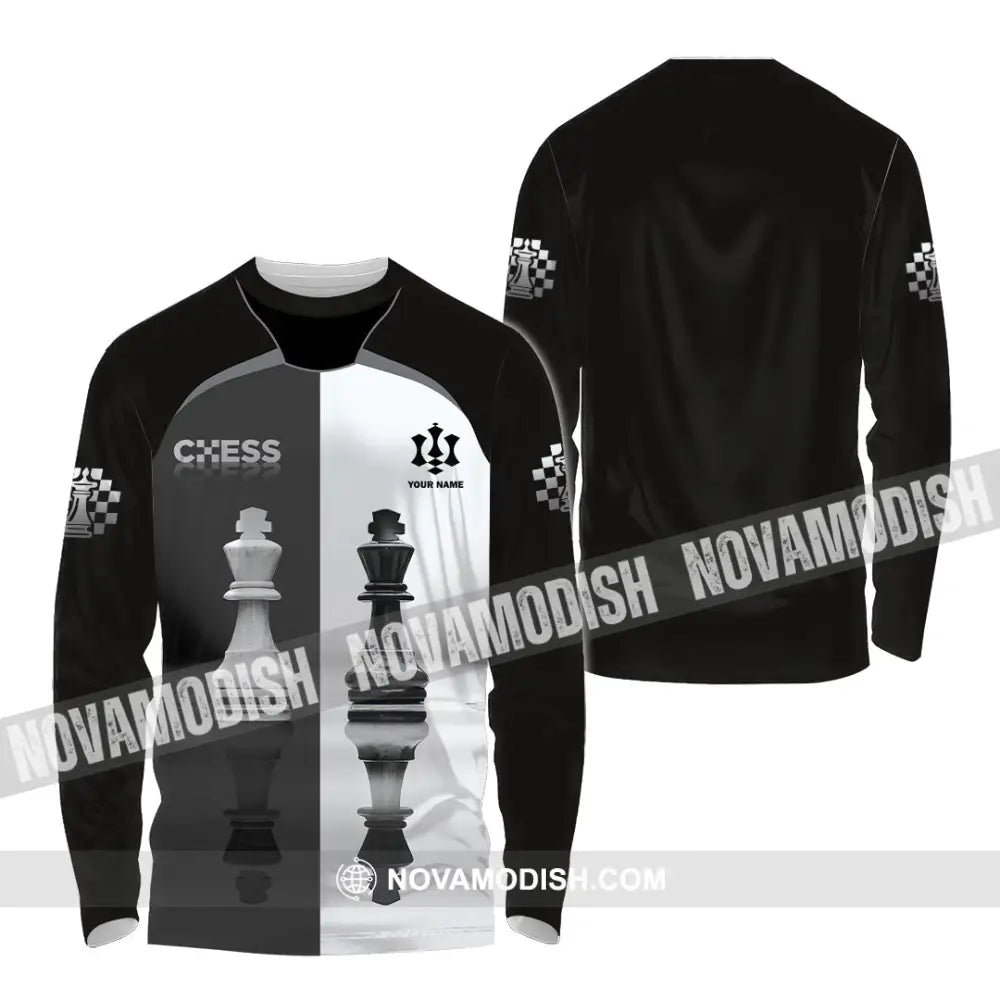 Unisex Shirt - Custom Black And White Chess Shirt For Couple Long Sleeve Shirt / S T-shirt