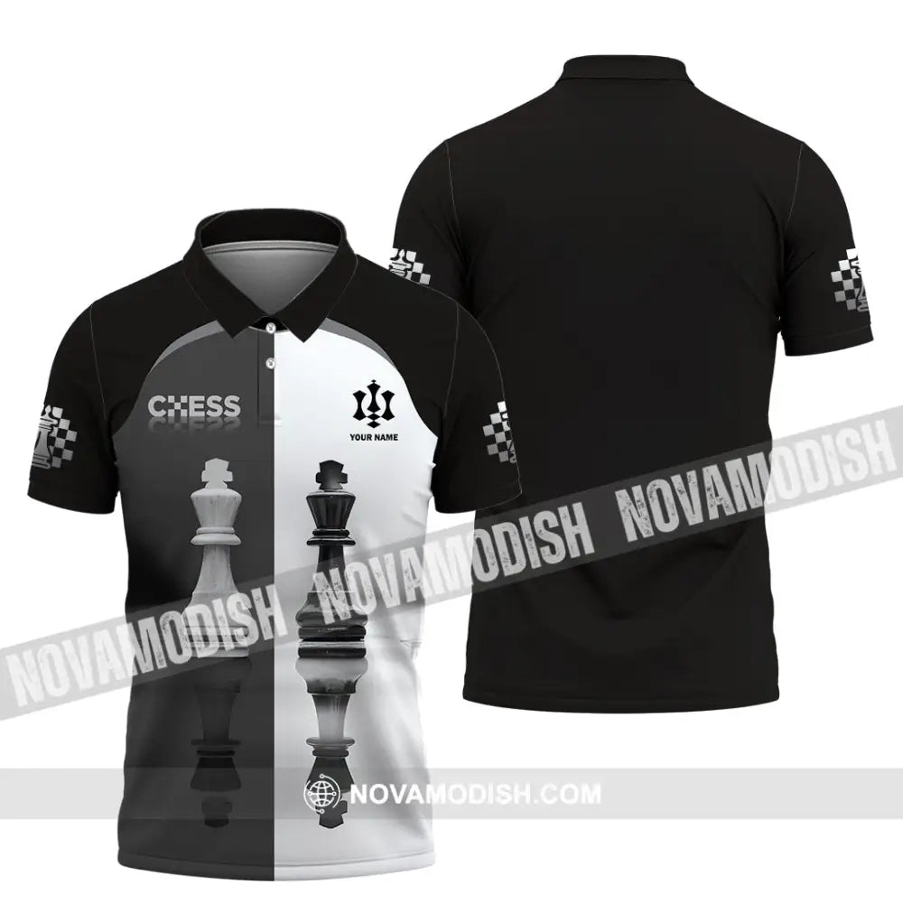 Unisex Shirt - Custom Black And White Chess Shirt For Couple Polo Shirt / S T-shirt