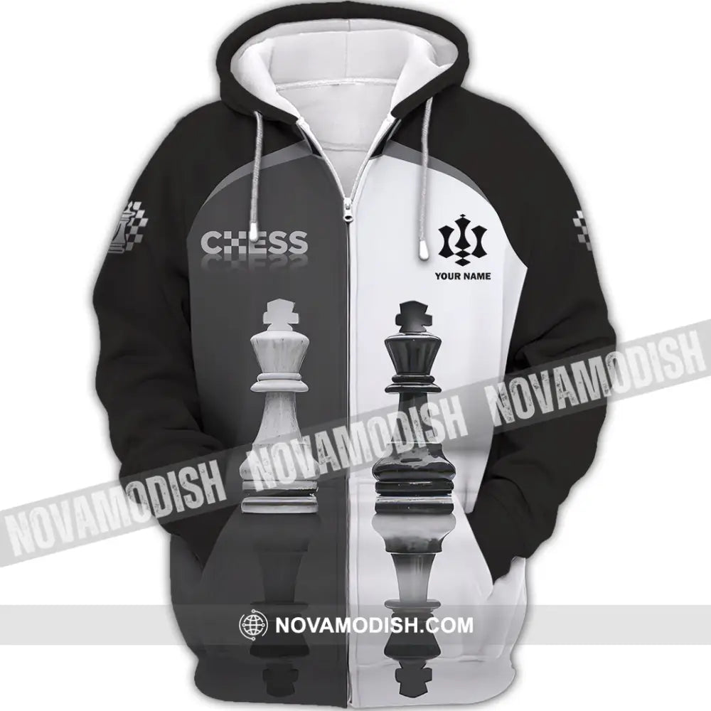 Unisex Shirt - Custom Black And White Chess Shirt For Couple Zipper Hoodie / S T-shirt