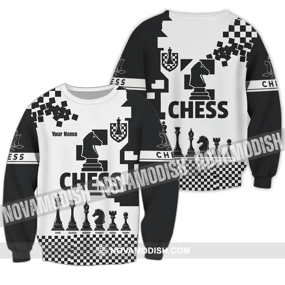 Unisex Shirt - Custom Black And White Chess Chess Player Sporty Shirt Long Sleeve / S T-shirt