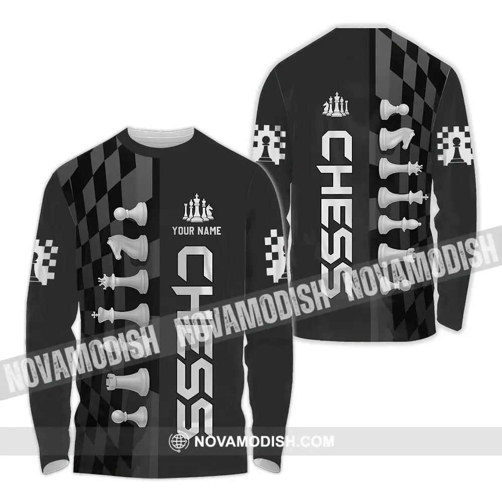 Unisex Shirt - Custom Black And White Chess Chess Player Sporty Shirt Long Sleeve Shirt / S T-shirt