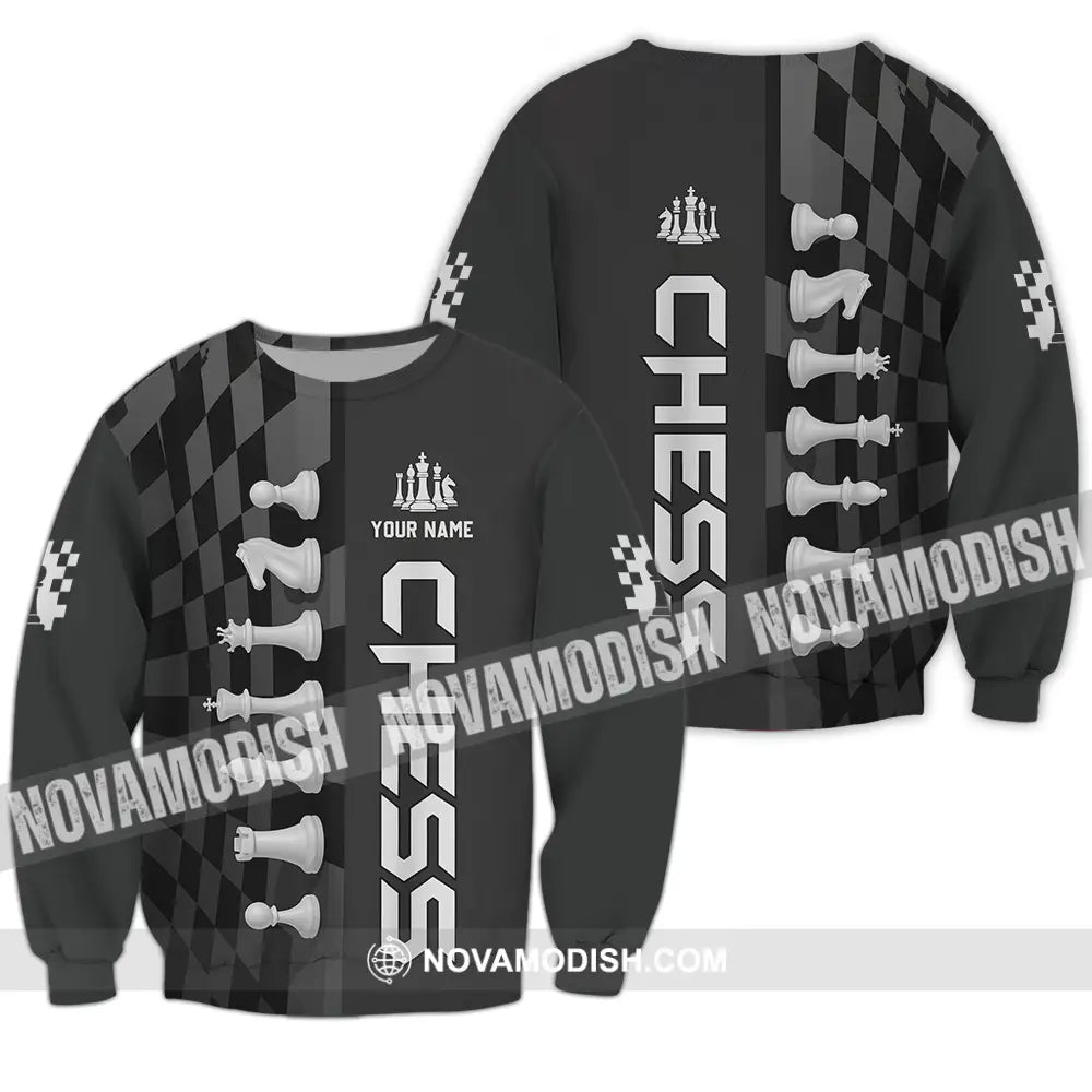 Unisex Shirt - Custom Black And White Chess Chess Player Sporty Shirt Long Sleeve / S T-shirt