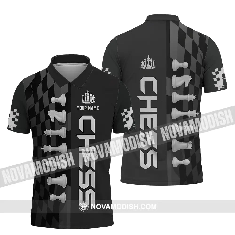 Unisex Shirt - Custom Black And White Chess Chess Player Sporty Shirt Polo Shirt / S T-shirt