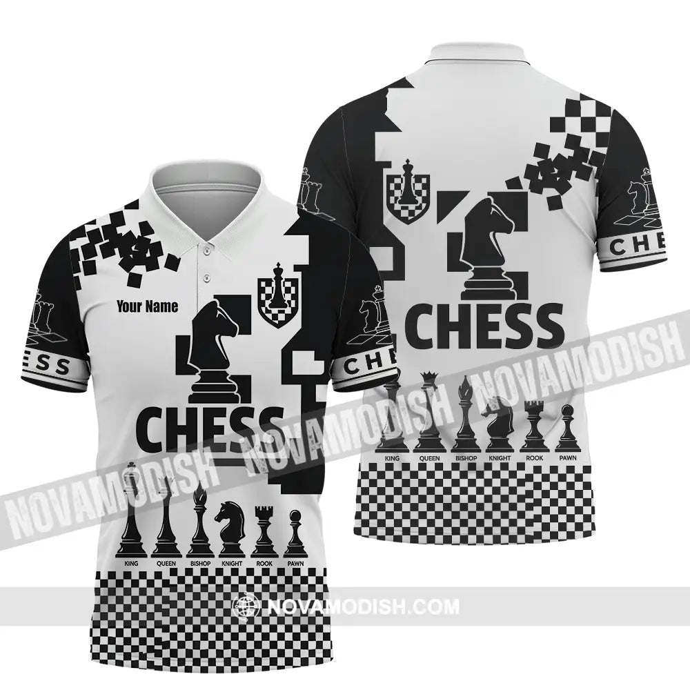 Unisex Shirt - Custom Black And White Chess Chess Player Sporty Shirt Polo Shirt / S T-shirt