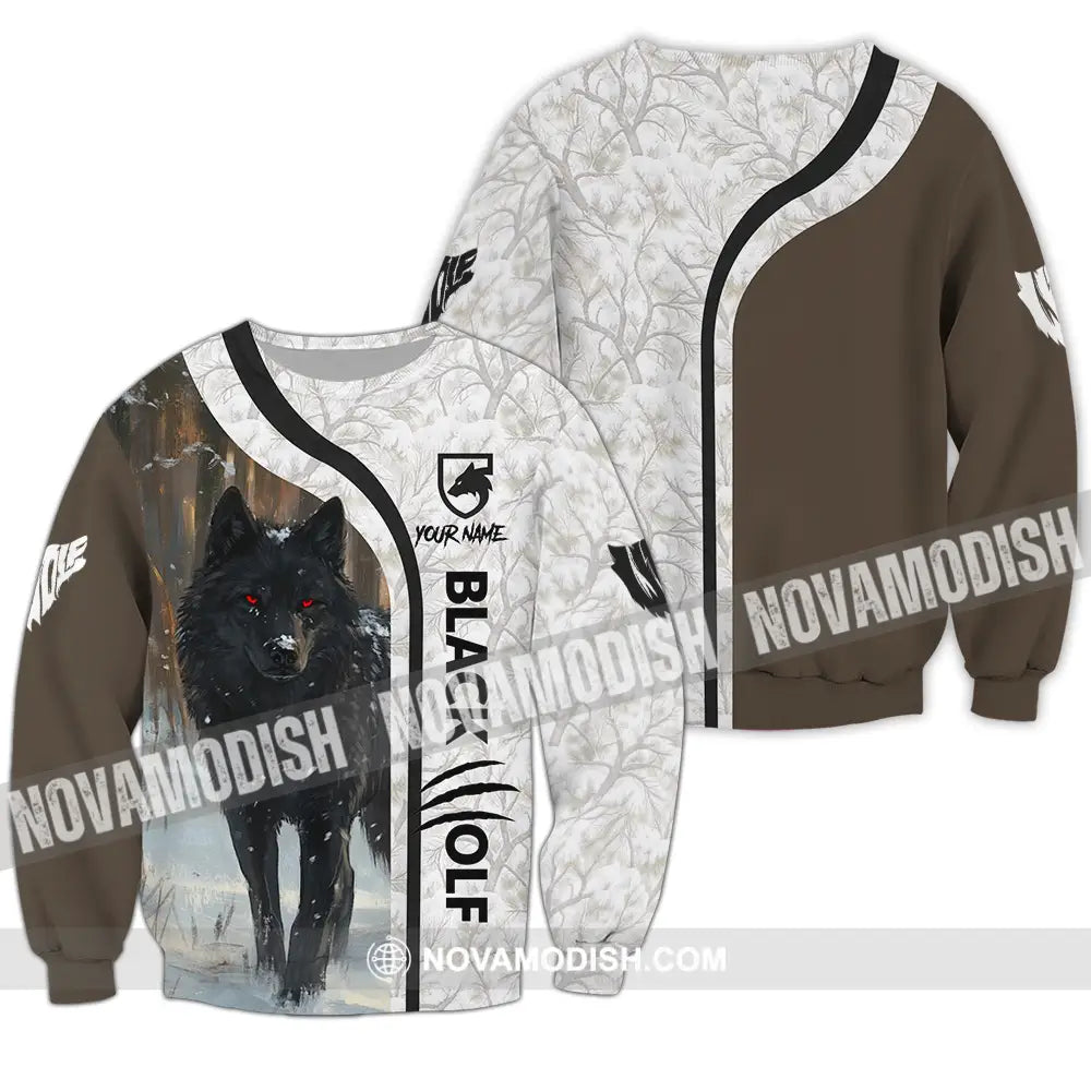 Unisex Shirt - Custom Black Wolf 3D Shirt Long Sleeve / S T-shirt