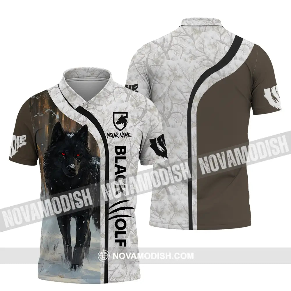 Unisex Shirt - Custom Black Wolf 3D Shirt Polo Shirt / S T-shirt